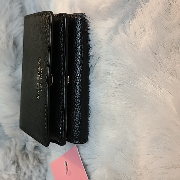 Kate Spade "EVA" Micro Trifold Leather Wallet-WLRU6275 Black/Beige-NWT - Picture 4 of 11